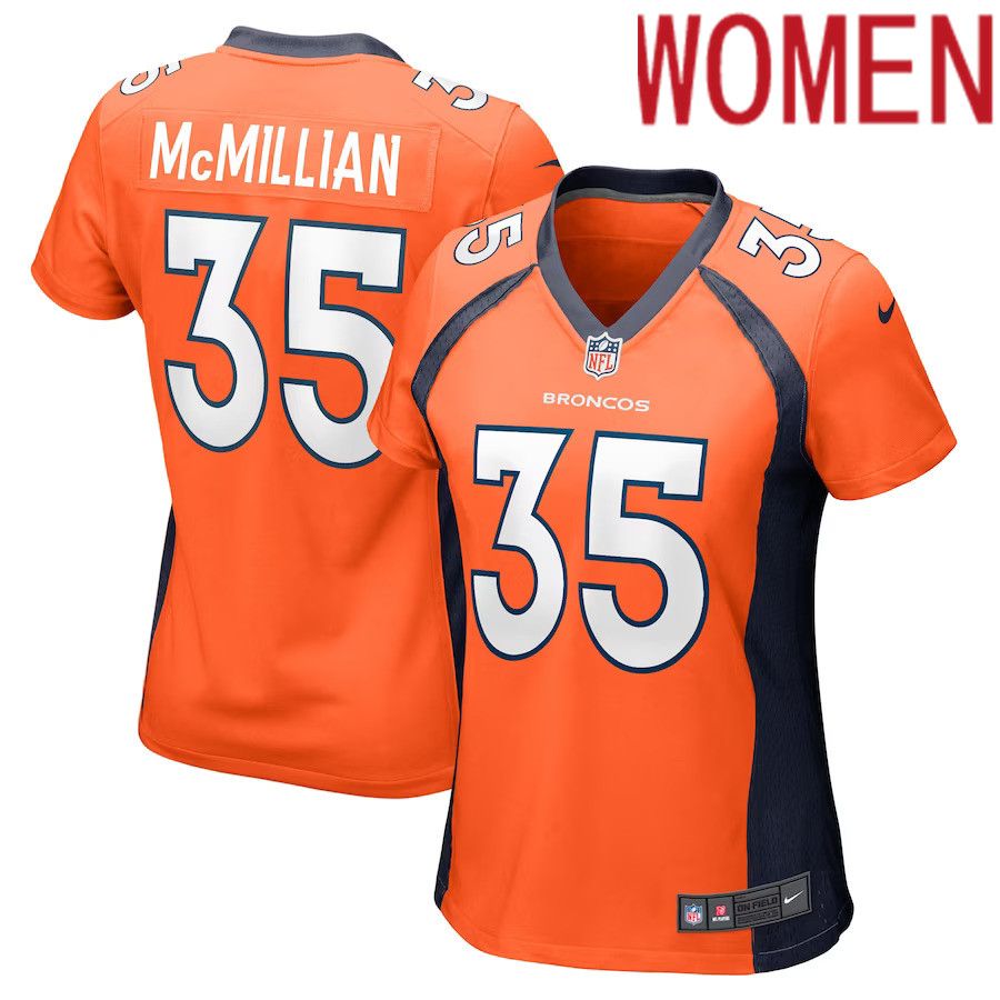 Women Denver Broncos #35 JaQuan McMillian Nike Orange Game Player NFL Jersey